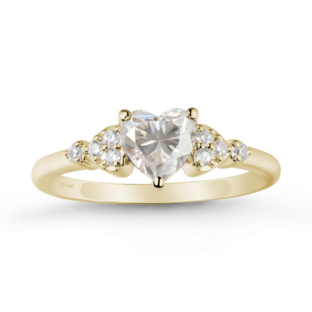 Heart Shaped Prong Set Moissanite Ring - LUO Jewelry #metal_14k yellow gold
