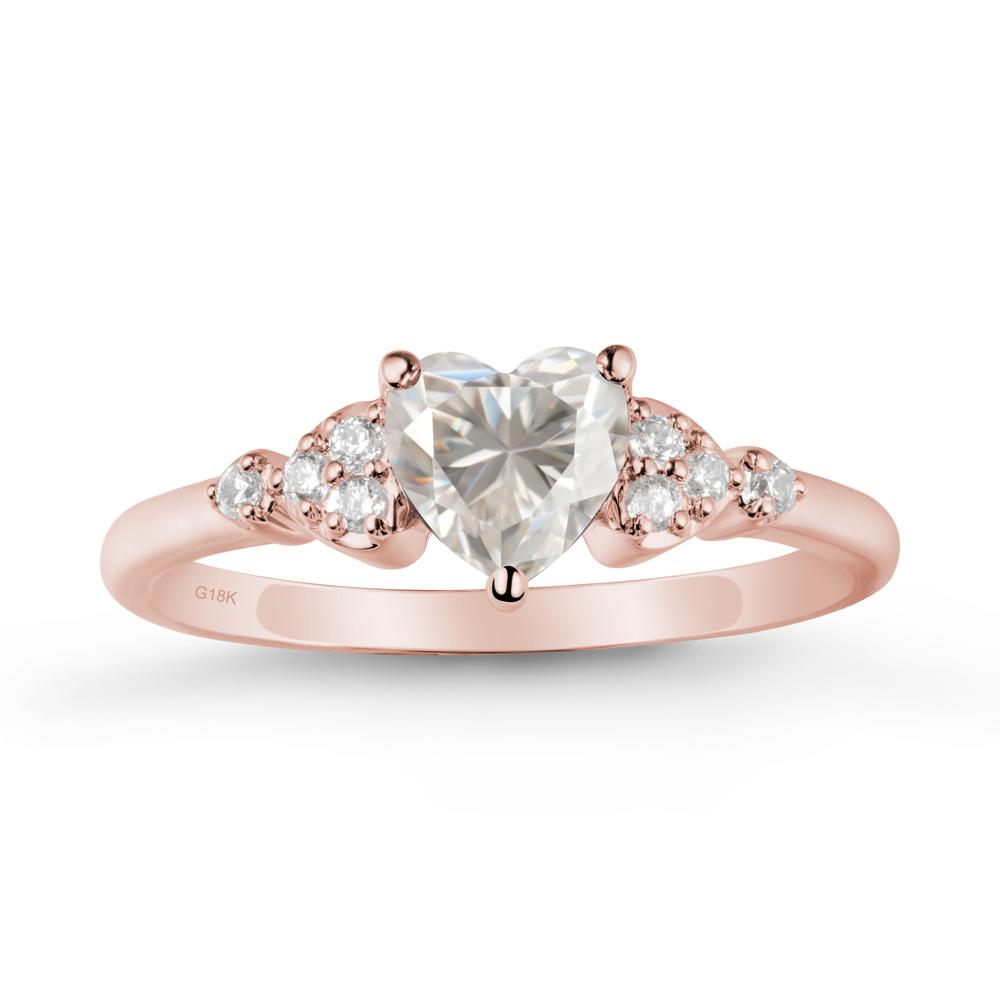 Heart Shaped Prong Set Moissanite Ring - LUO Jewelry #metal_18k rose gold