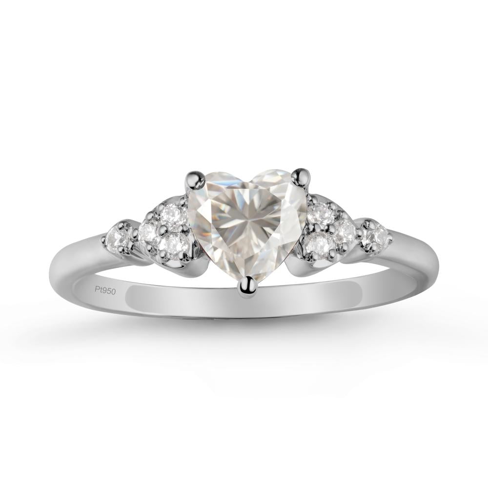 Heart Shaped Prong Set Moissanite Ring - LUO Jewelry #metal_platinum