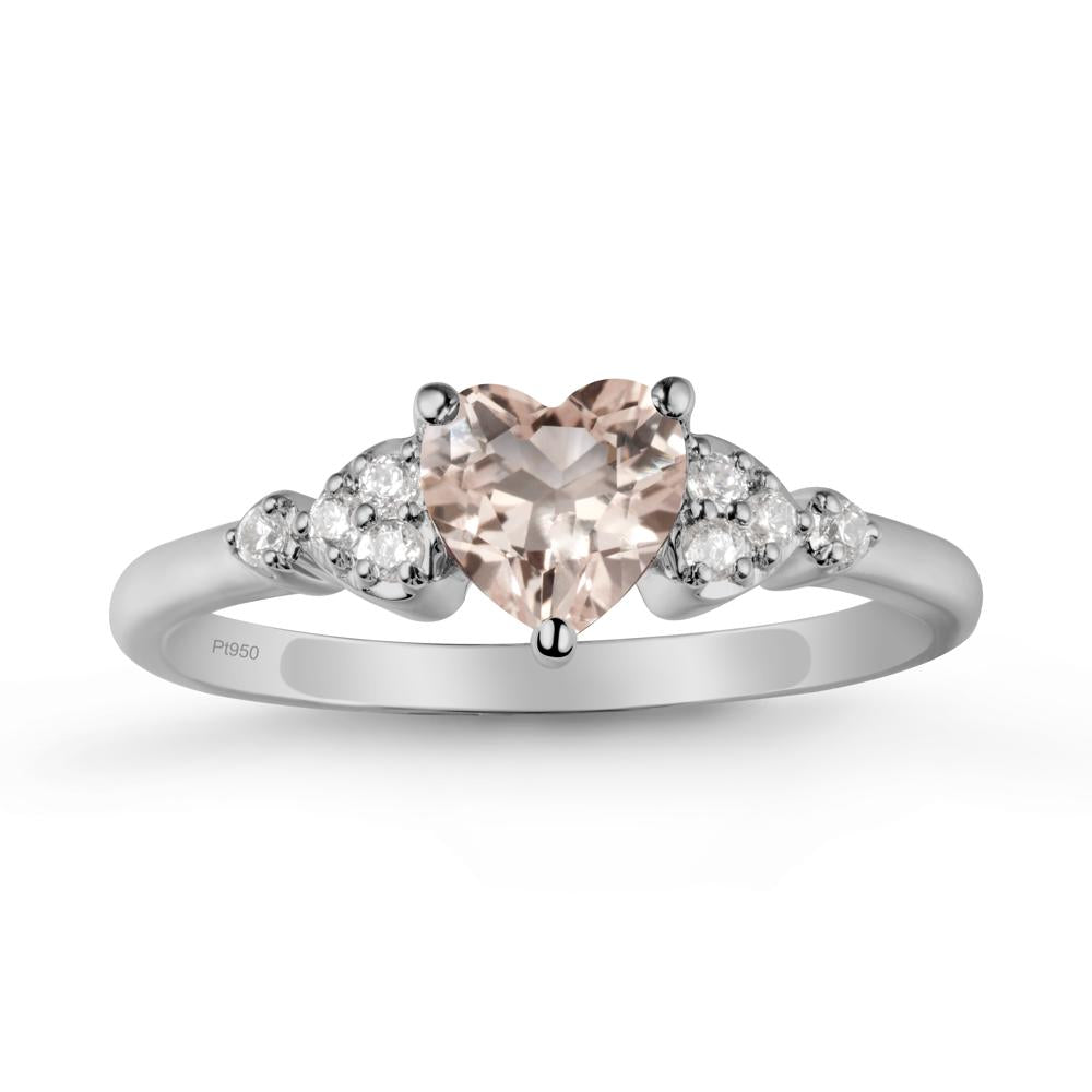 Simple Heart Shaped Morganite Ring - LUO Jewelry #metal_platinum