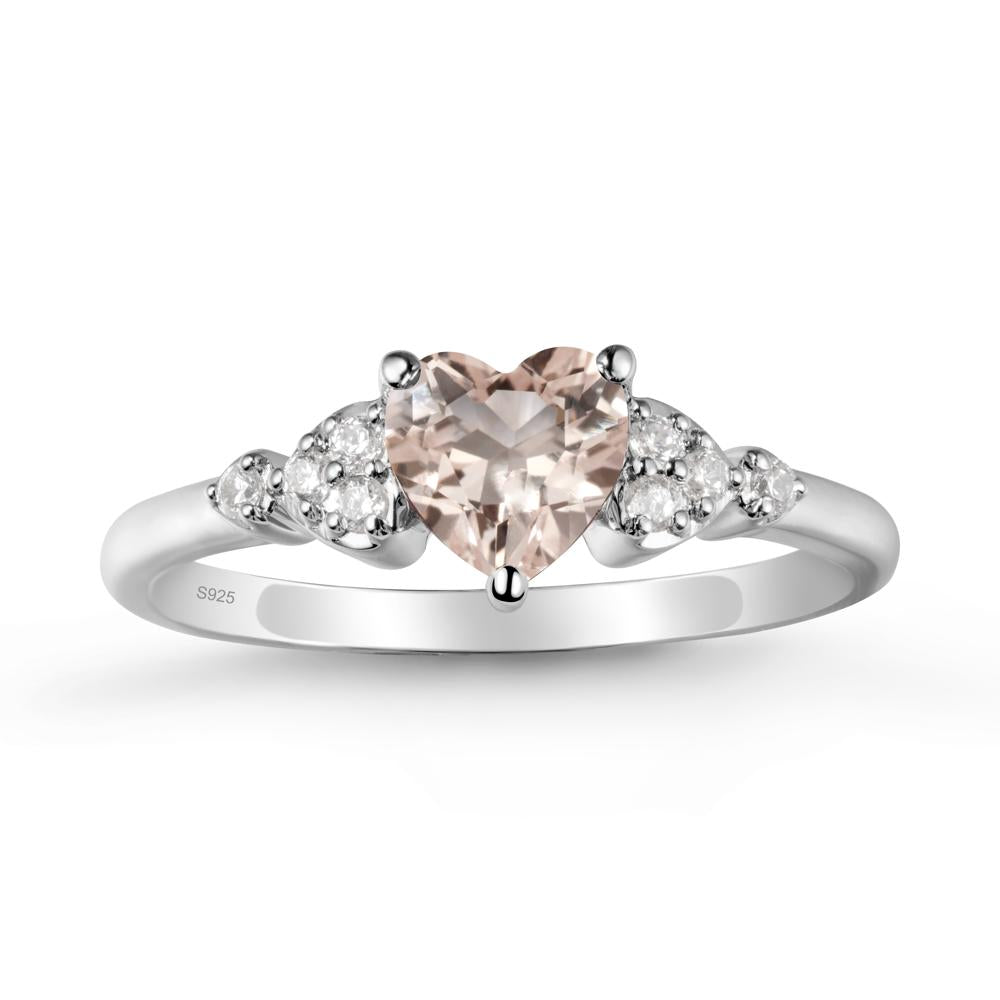 Simple Heart Shaped Morganite Ring - LUO Jewelry #metal_sterling silver