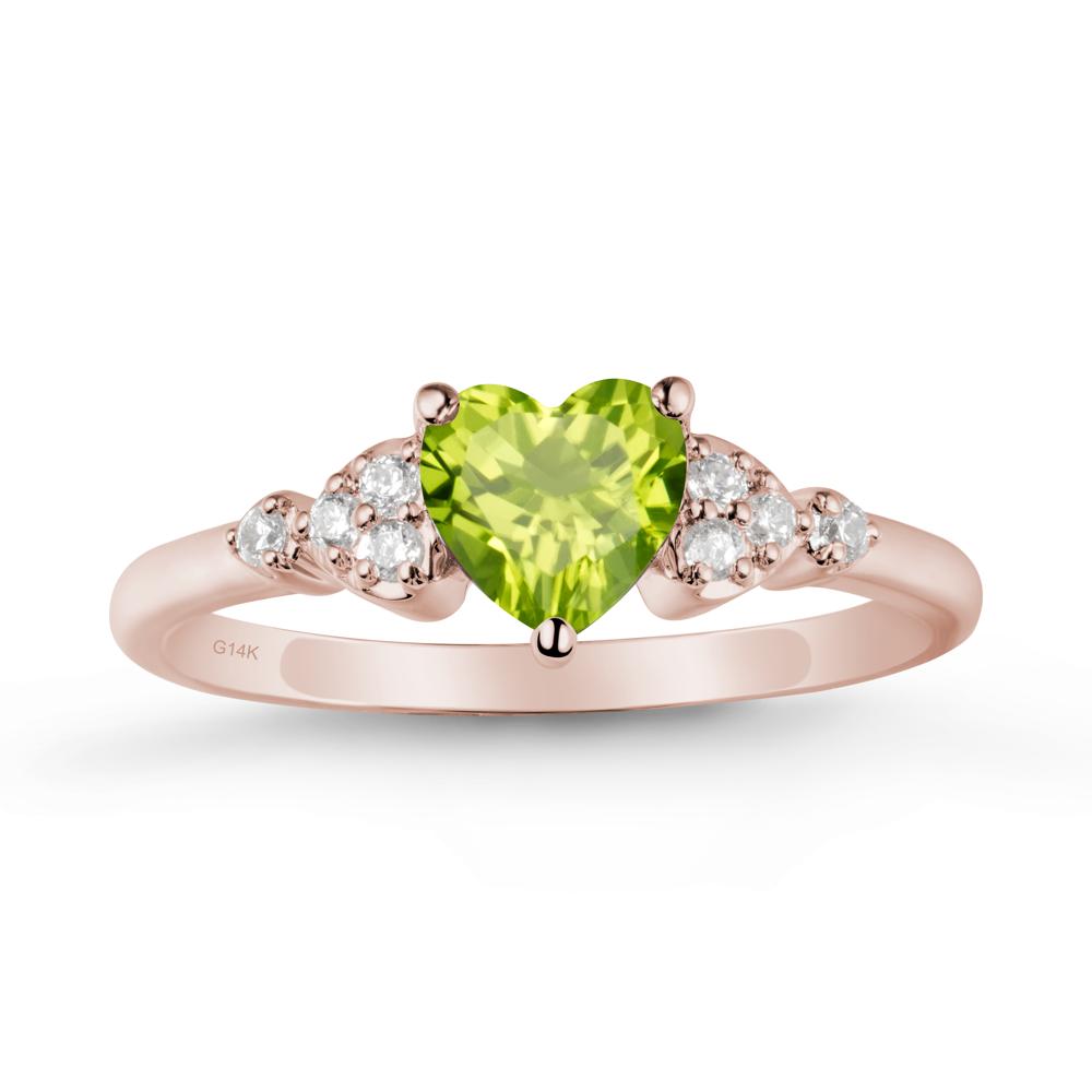 Simple Heart Shaped Peridot Ring - LUO Jewelry #metal_14k rose gold