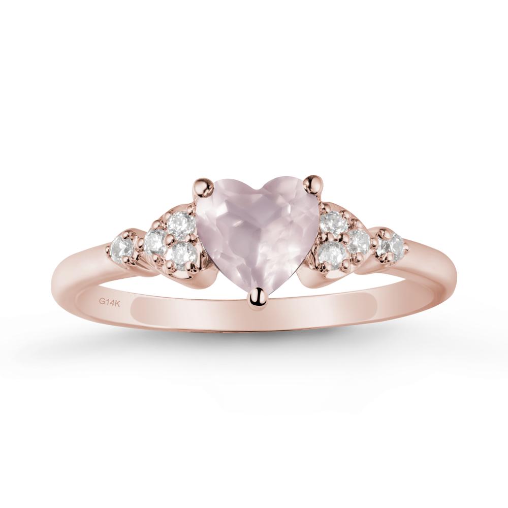 Heart Shaped Prong Set Rose Quartz Ring - LUO Jewelry #metal_14k rose gold