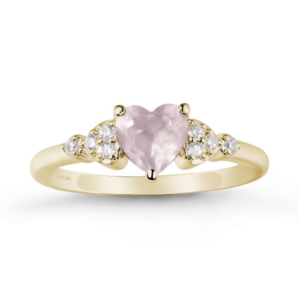 Heart Shaped Prong Set Rose Quartz Ring - LUO Jewelry #metal_14k yellow gold