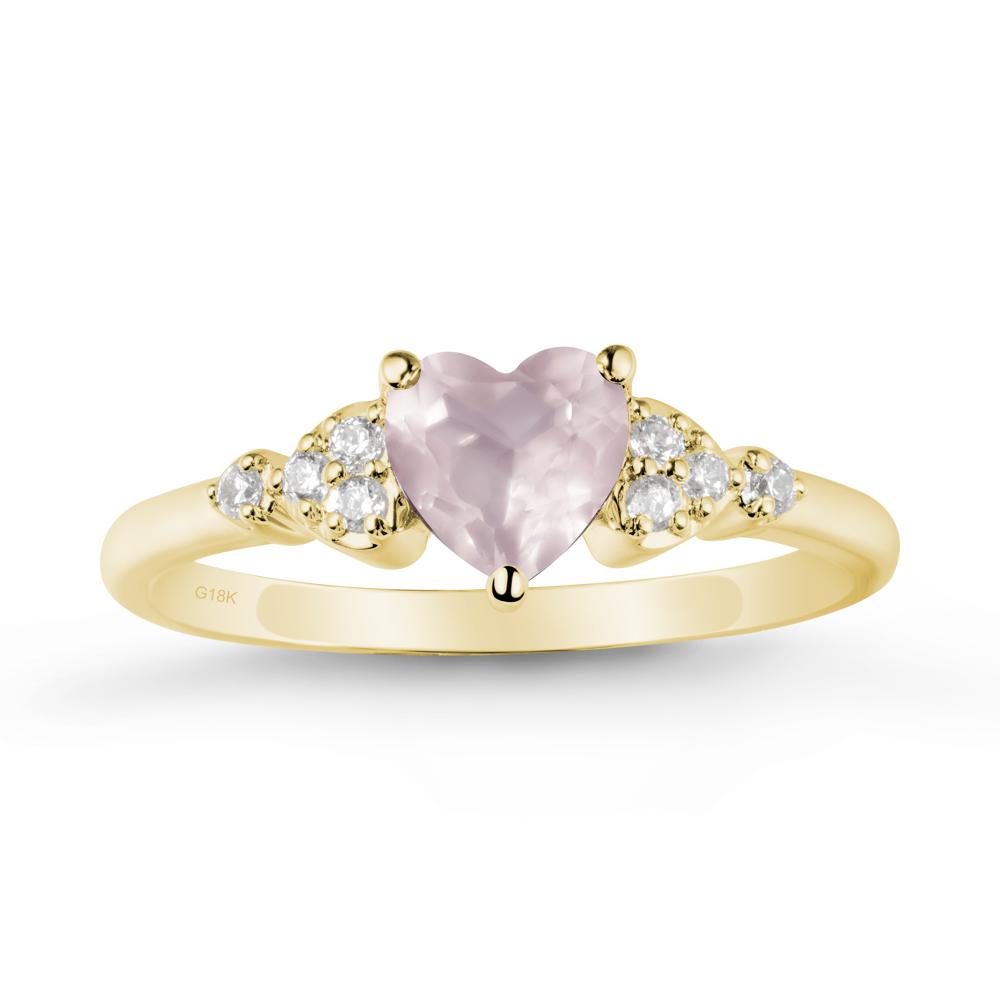 Heart Shaped Prong Set Rose Quartz Ring - LUO Jewelry #metal_18k yellow gold
