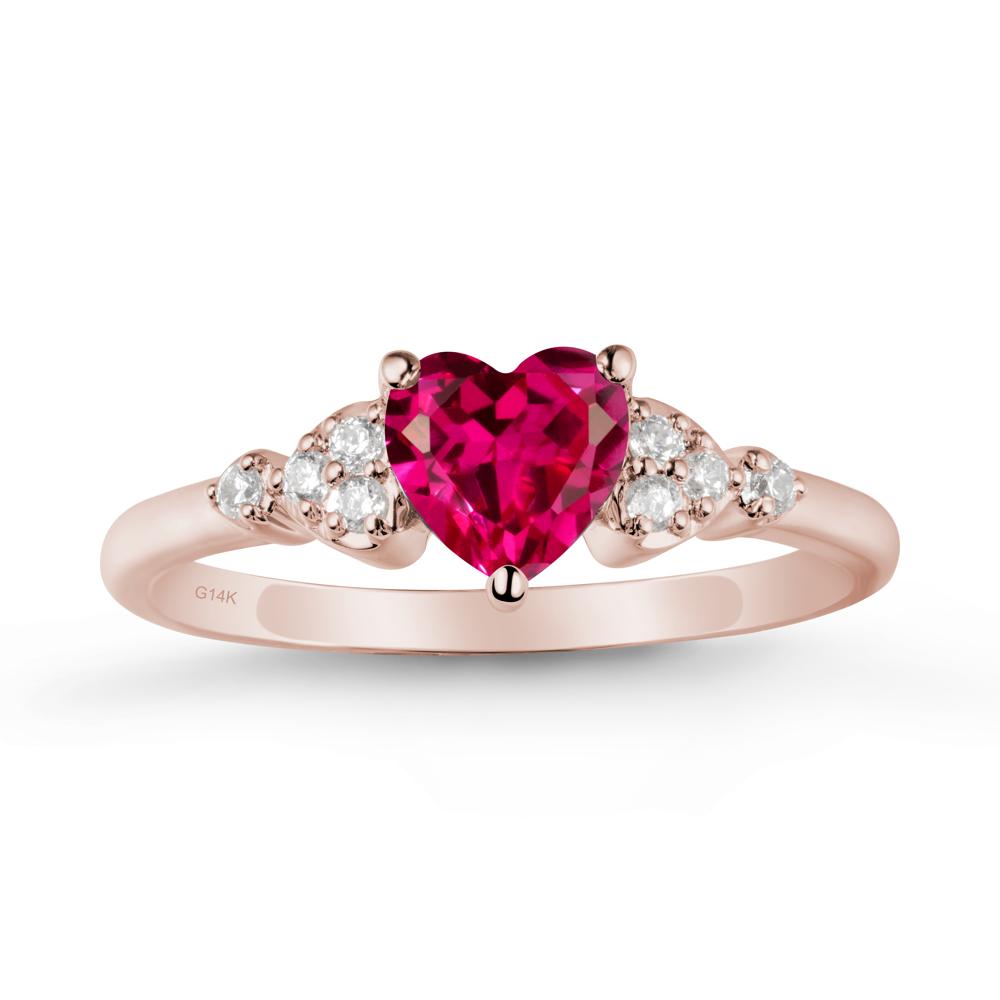 Simple Heart Shaped Ruby Ring - LUO Jewelry #metal_14k rose gold