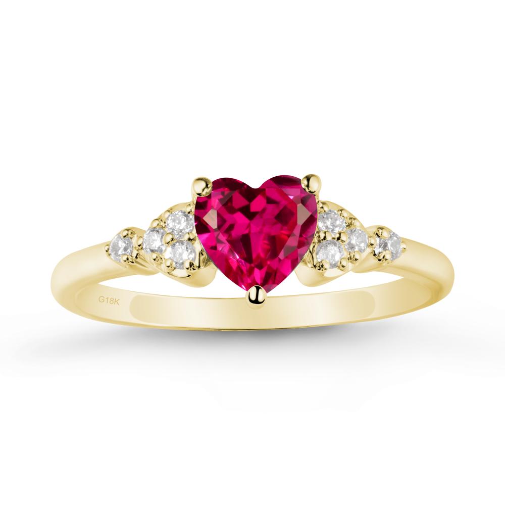 Simple Heart Shaped Ruby Ring - LUO Jewelry #metal_18k yellow gold