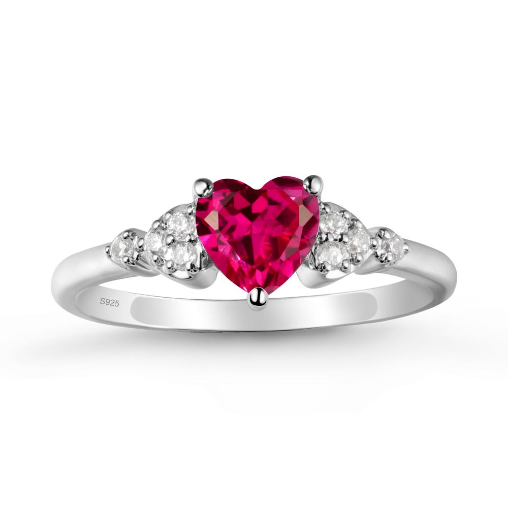 Simple Heart Shaped Ruby Ring - LUO Jewelry #metal_sterling silver