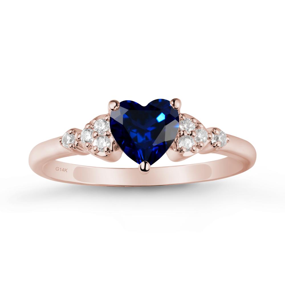 Heart Shaped Prong Set Sapphire Ring - LUO Jewelry #metal_14k rose gold