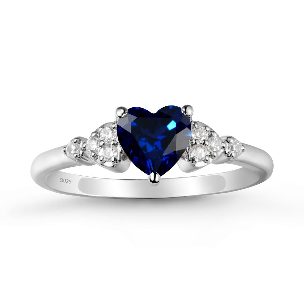 Heart Shaped Prong Set Sapphire Ring - LUO Jewelry #metal_sterling silver