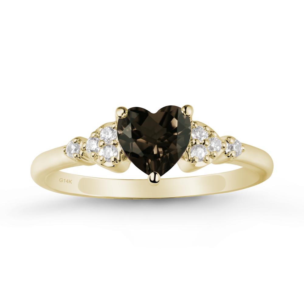Simple Heart Shaped Smoky Quartz Ring - LUO Jewelry #metal_14k yellow gold