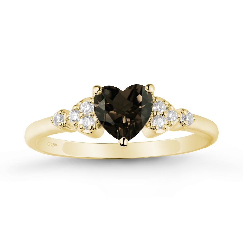 Simple Heart Shaped Smoky Quartz Ring - LUO Jewelry #metal_18k yellow gold