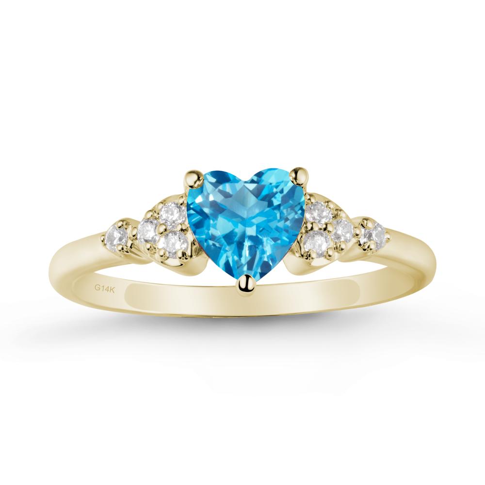 Heart Shaped Prong Set Swiss Blue Topaz Ring - LUO Jewelry #metal_14k yellow gold