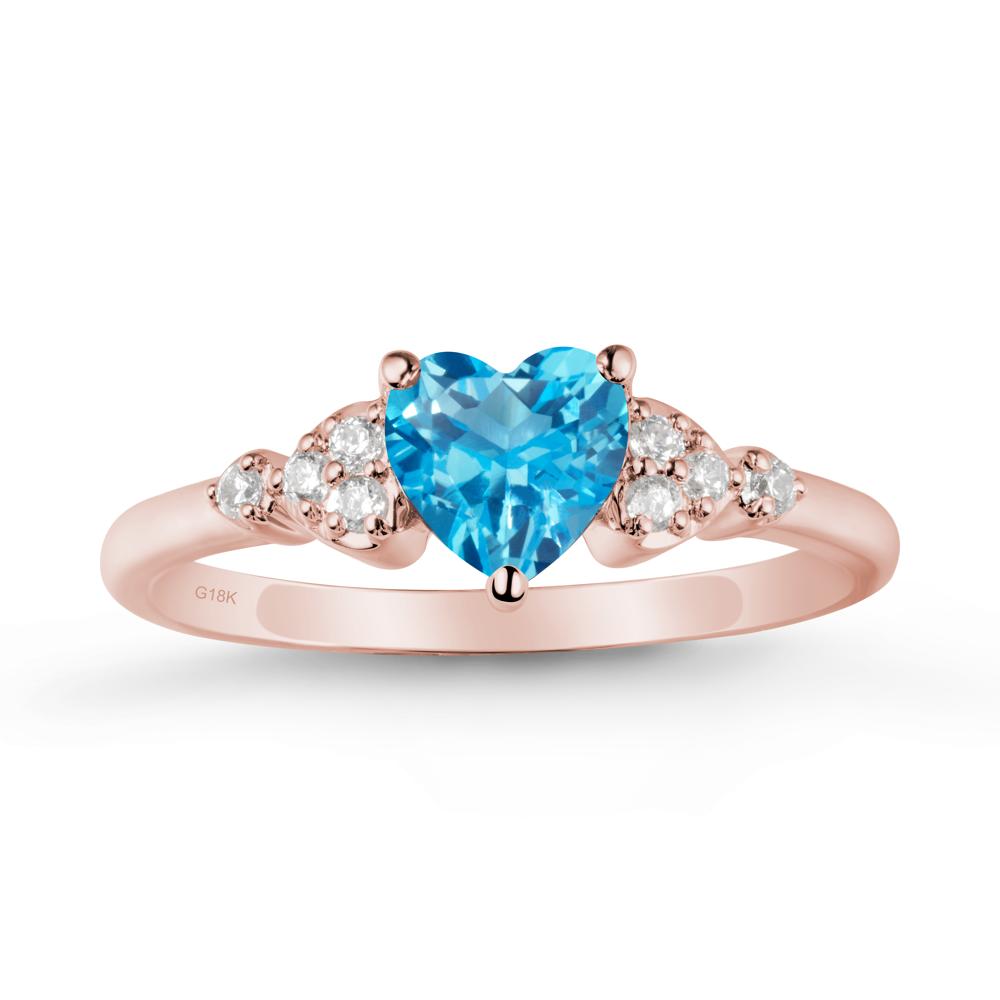 Heart Shaped Prong Set Swiss Blue Topaz Ring - LUO Jewelry #metal_18k rose gold