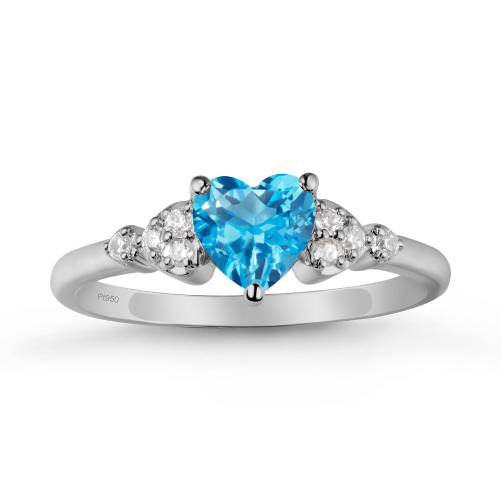 Heart Shaped Prong Set Swiss Blue Topaz Ring - LUO Jewelry #metal_platinum