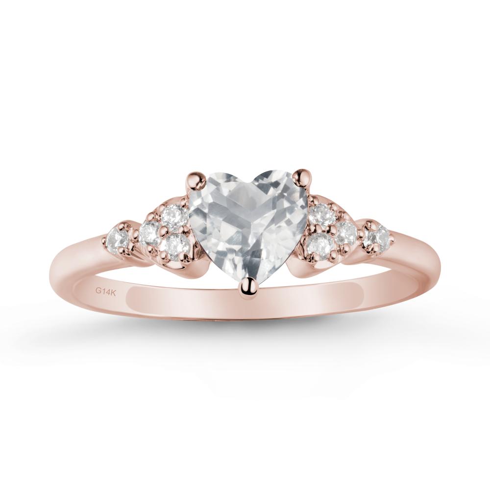 Simple Heart Shaped White Topaz Ring - LUO Jewelry #metal_14k rose gold