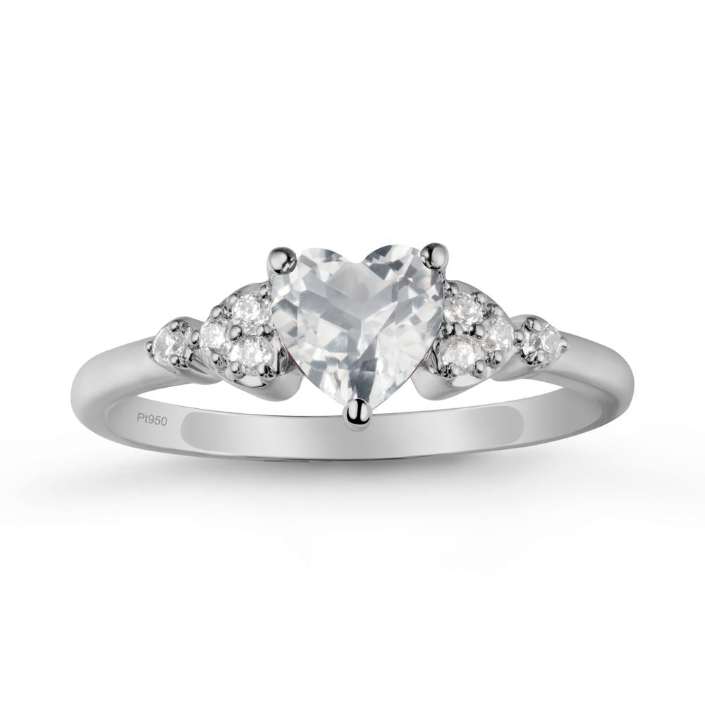 Simple Heart Shaped White Topaz Ring - LUO Jewelry #metal_platinum