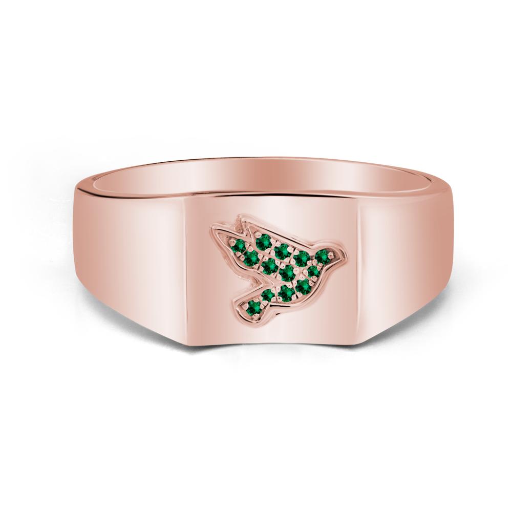 Peace Dove Totem Emerald Wide Band Ring - LUO Jewelry #metal_18k rose gold