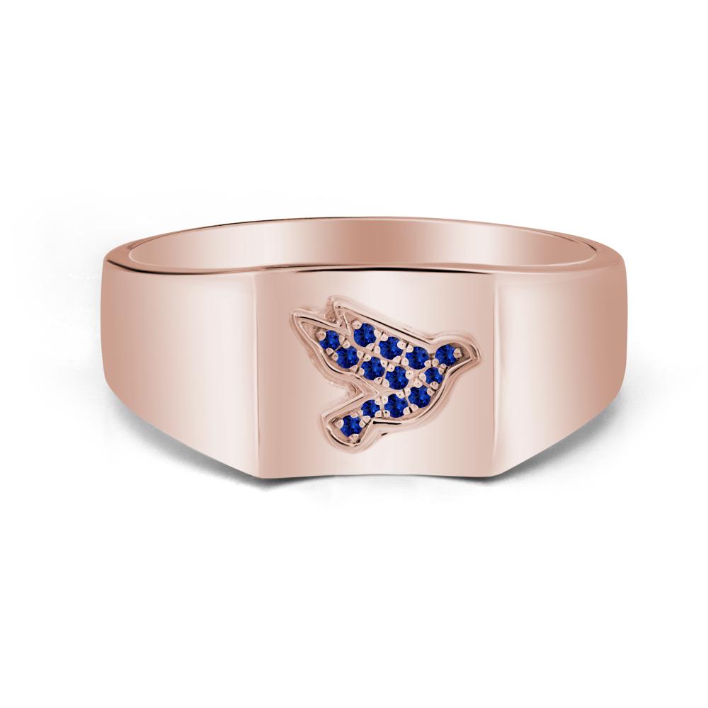 Peace Dove Totem Sapphire Wide Band Ring - LUO Jewelry #metal_14k rose gold