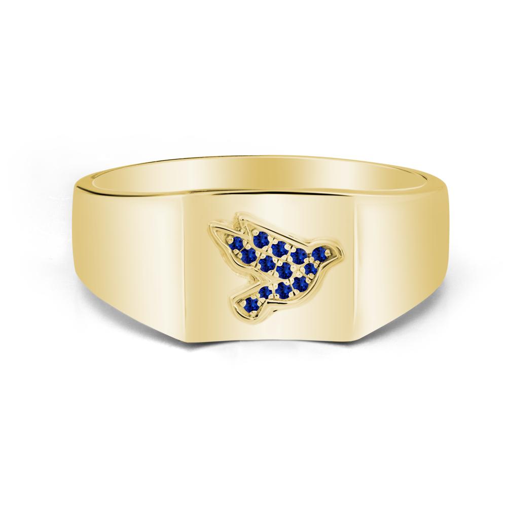 Peace Dove Totem Sapphire Wide Band Ring - LUO Jewelry #metal_18k yellow gold