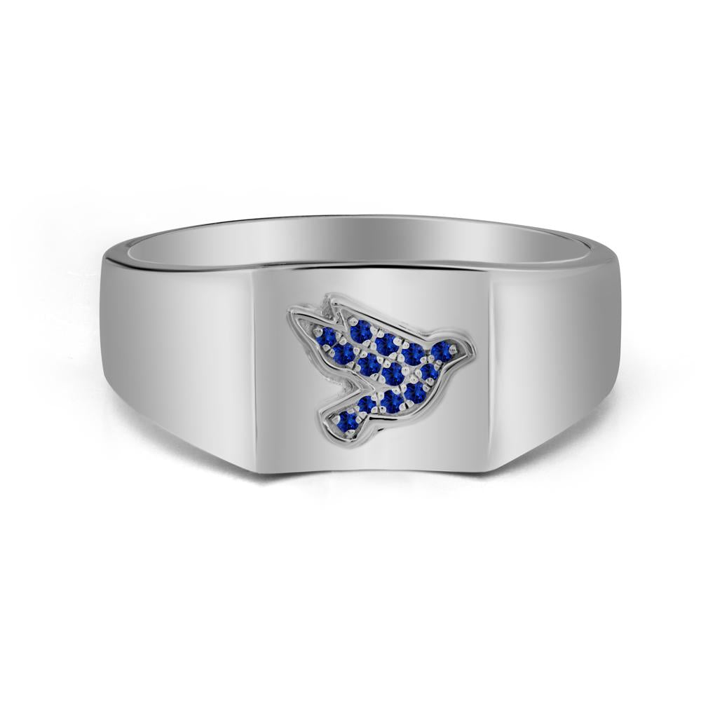 Peace Dove Totem Sapphire Wide Band Ring - LUO Jewelry #metal_platinum