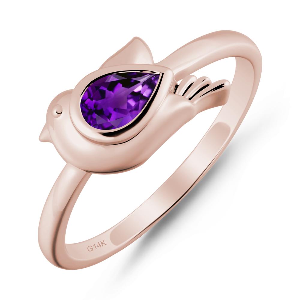 Peace Dove Amethyst Ring - LUO Jewelry #metal_14k rose gold