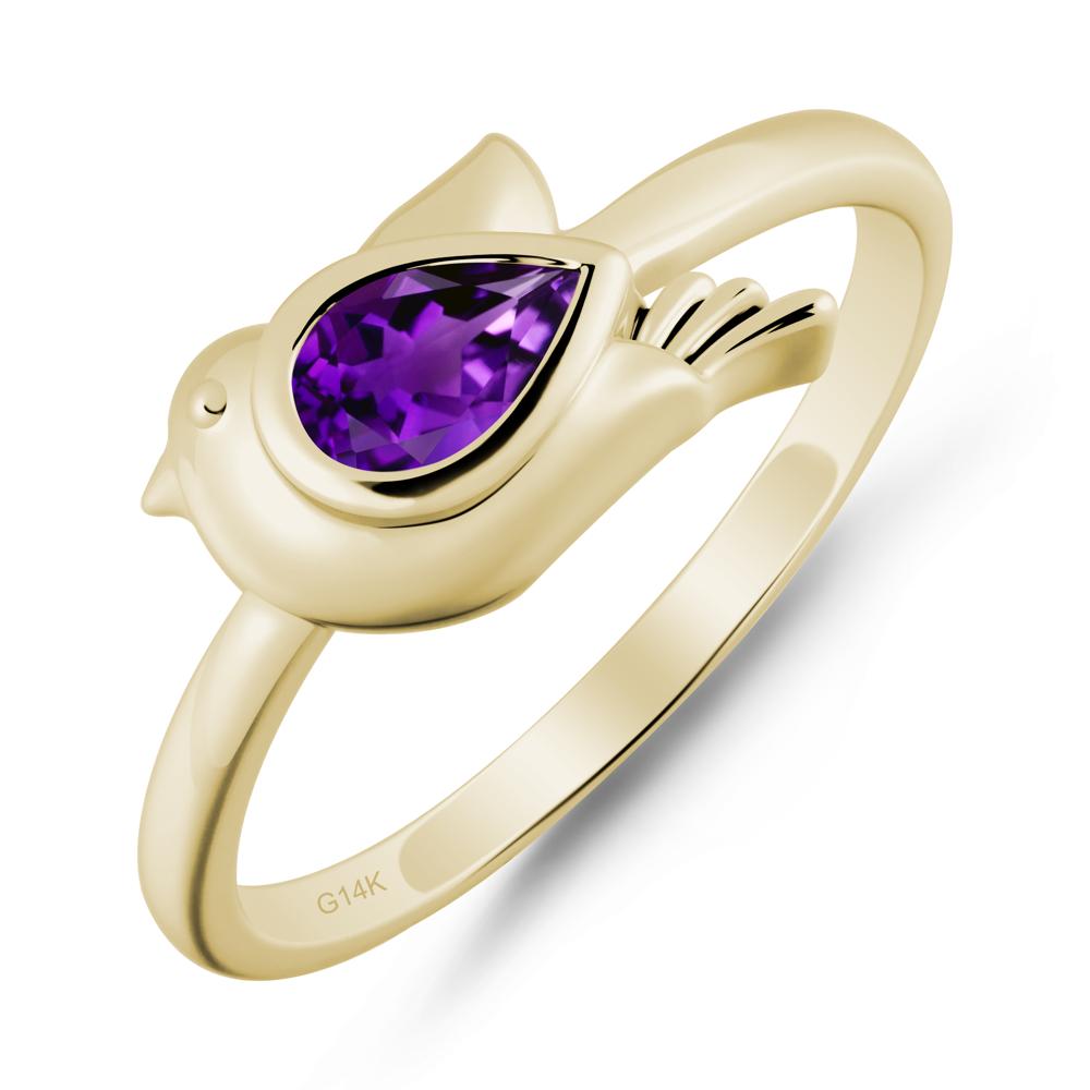 Peace Dove Amethyst Ring - LUO Jewelry #metal_14k yellow gold