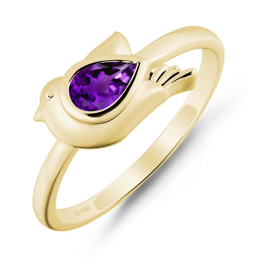 Peace Dove Amethyst Ring - LUO Jewelry #metal_18k yellow gold