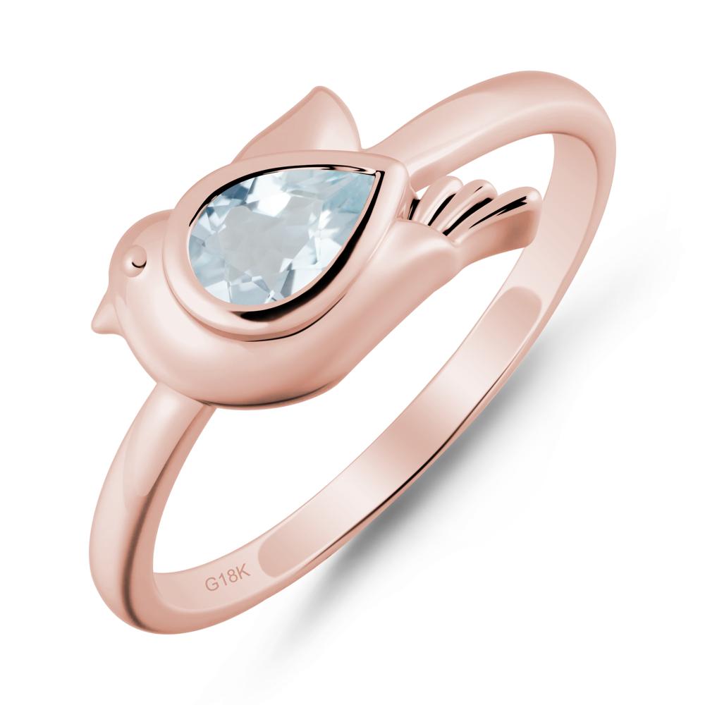 Cute Pigeon Shaped Aquamarine Ring - LUO Jewelry #metal_18k rose gold