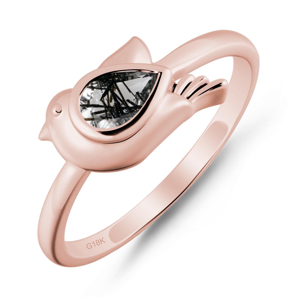 Peace Dove Black Rutilated Quartz Ring - LUO Jewelry #metal_18k rose gold