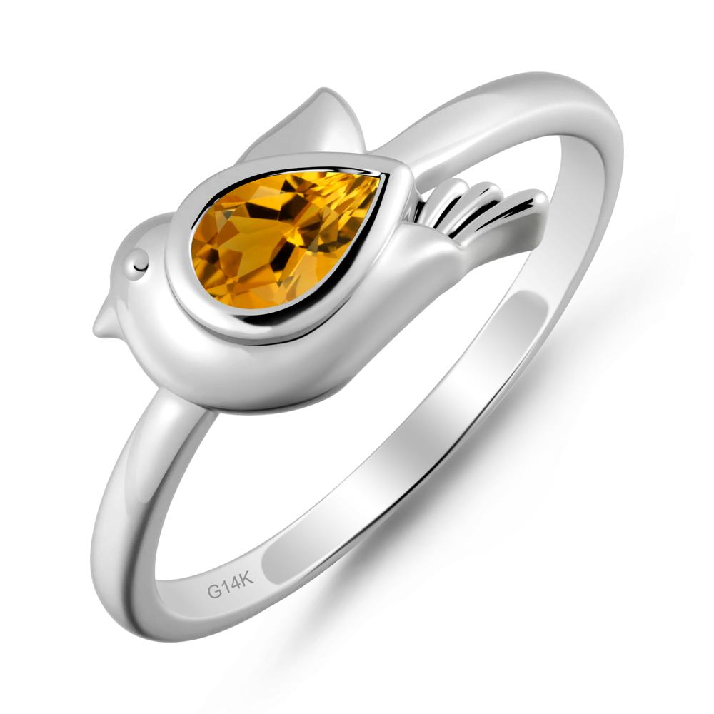 Peace Dove Citrine Ring - LUO Jewelry #metal_14k white gold