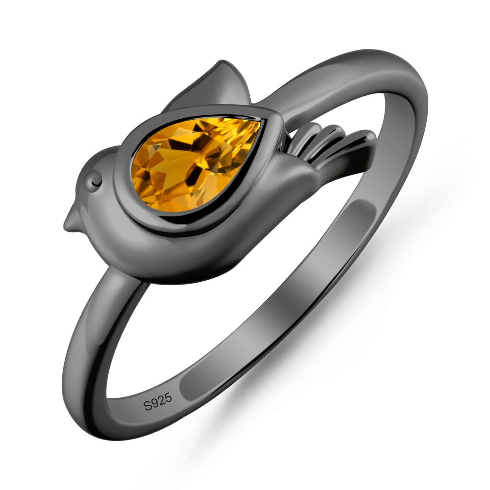 Peace Dove Citrine Ring - LUO Jewelry #metal_black finish sterling silver