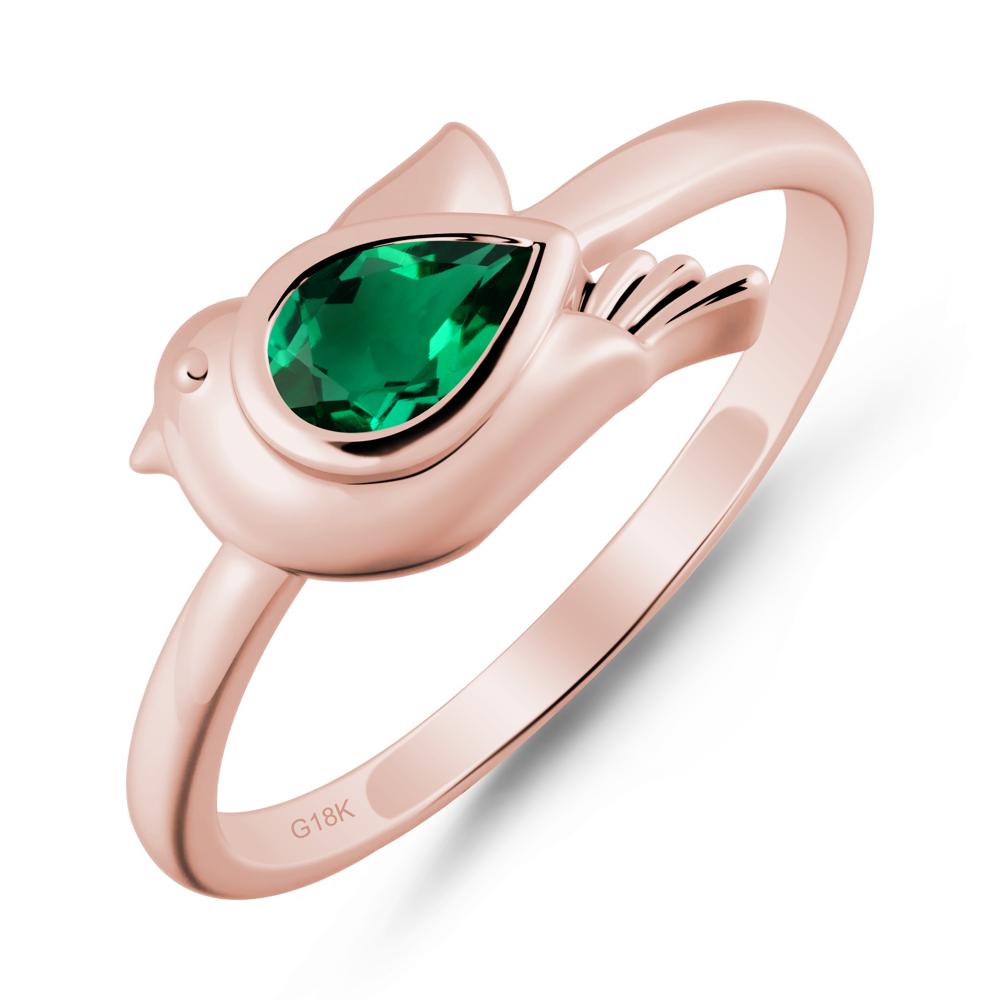 Peace Dove Emerald Ring - LUO Jewelry #metal_18k rose gold
