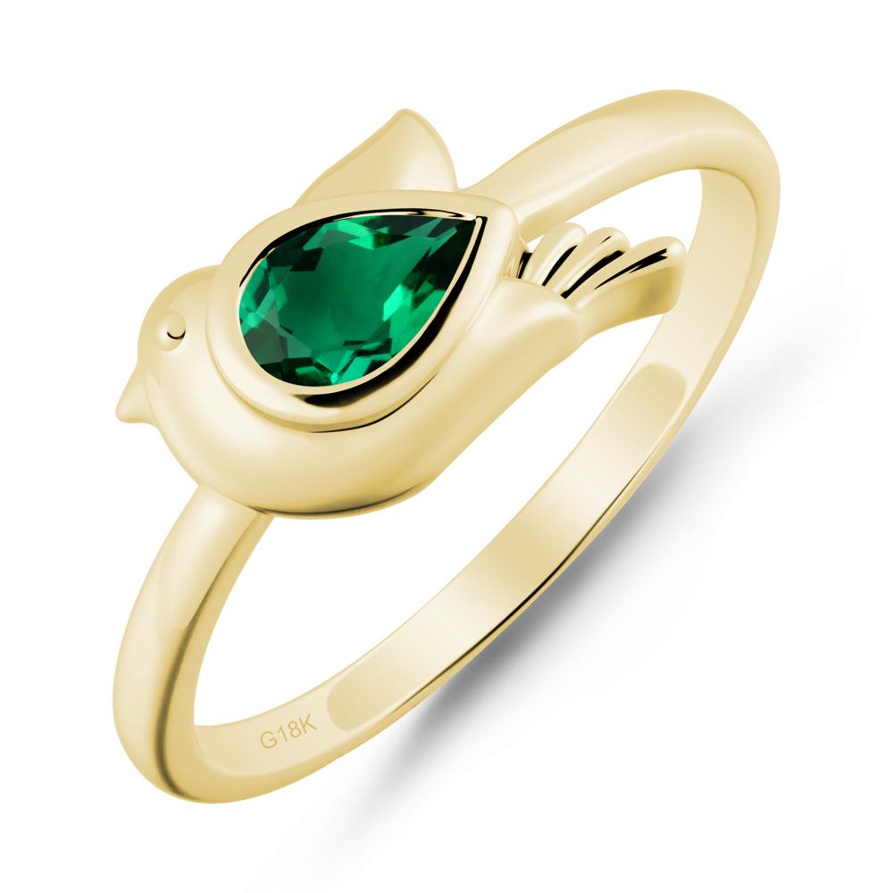 Peace Dove Emerald Ring - LUO Jewelry #metal_18k yellow gold