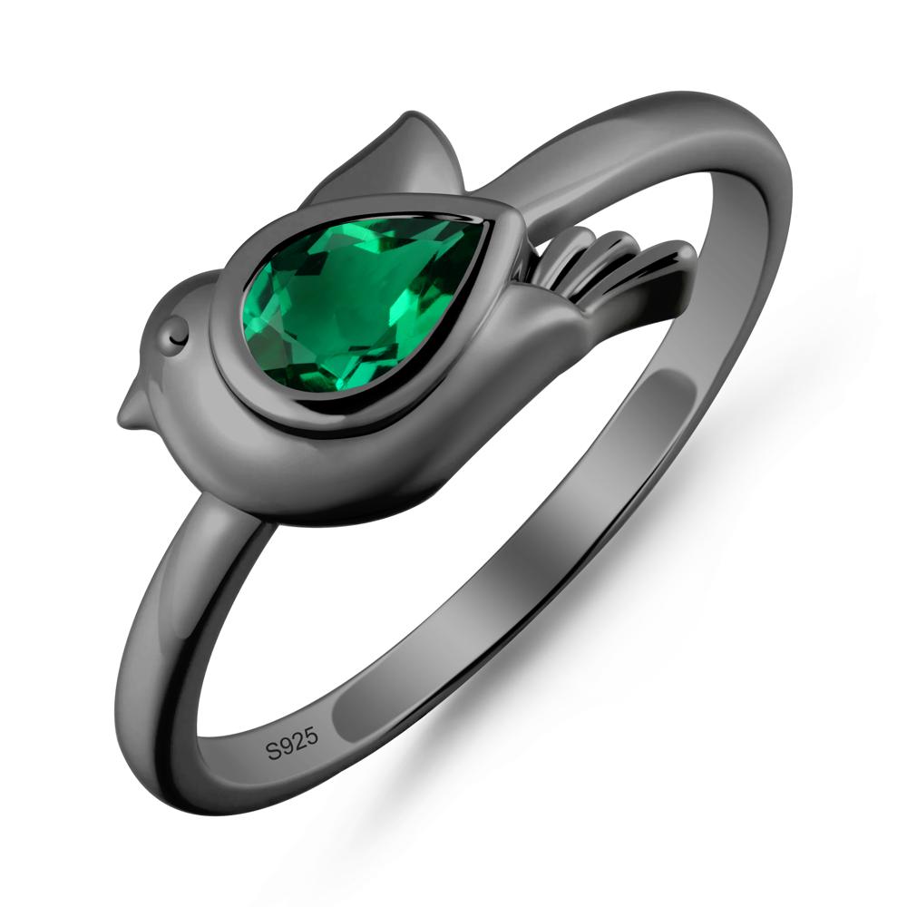 Peace Dove Emerald Ring - LUO Jewelry #metal_black finish sterling silver