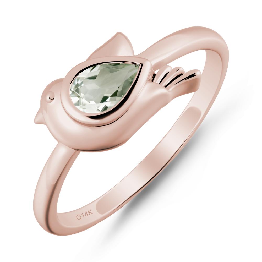 Peace Dove Green Amethyst Ring - LUO Jewelry #metal_14k rose gold