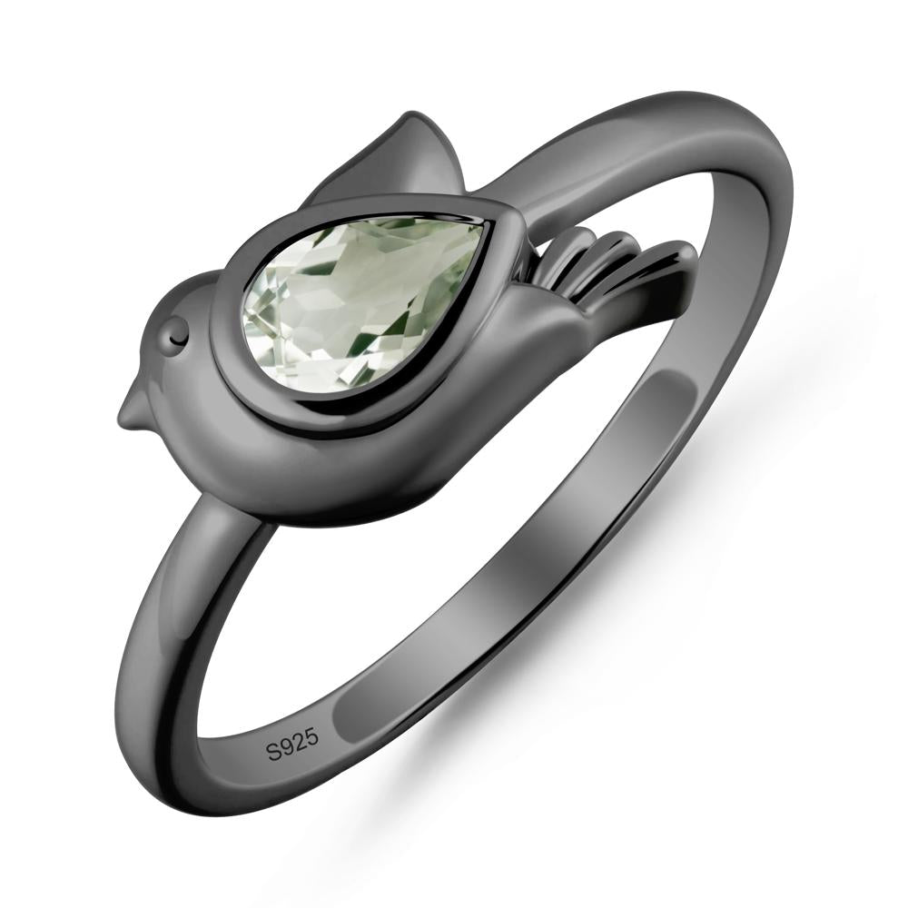 Peace Dove Green Amethyst Ring - LUO Jewelry #metal_black finish sterling silver