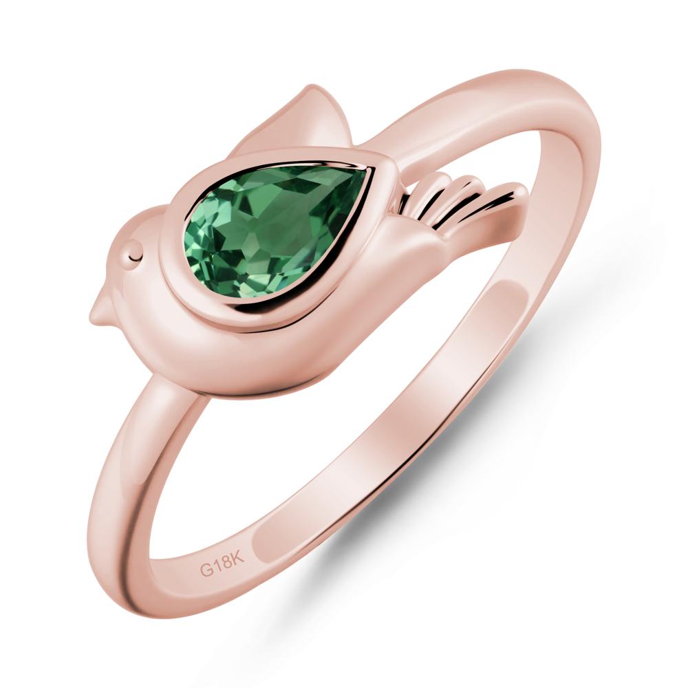 Cute Pigeon Shaped Green Sapphire Ring - LUO Jewelry #metal_18k rose gold