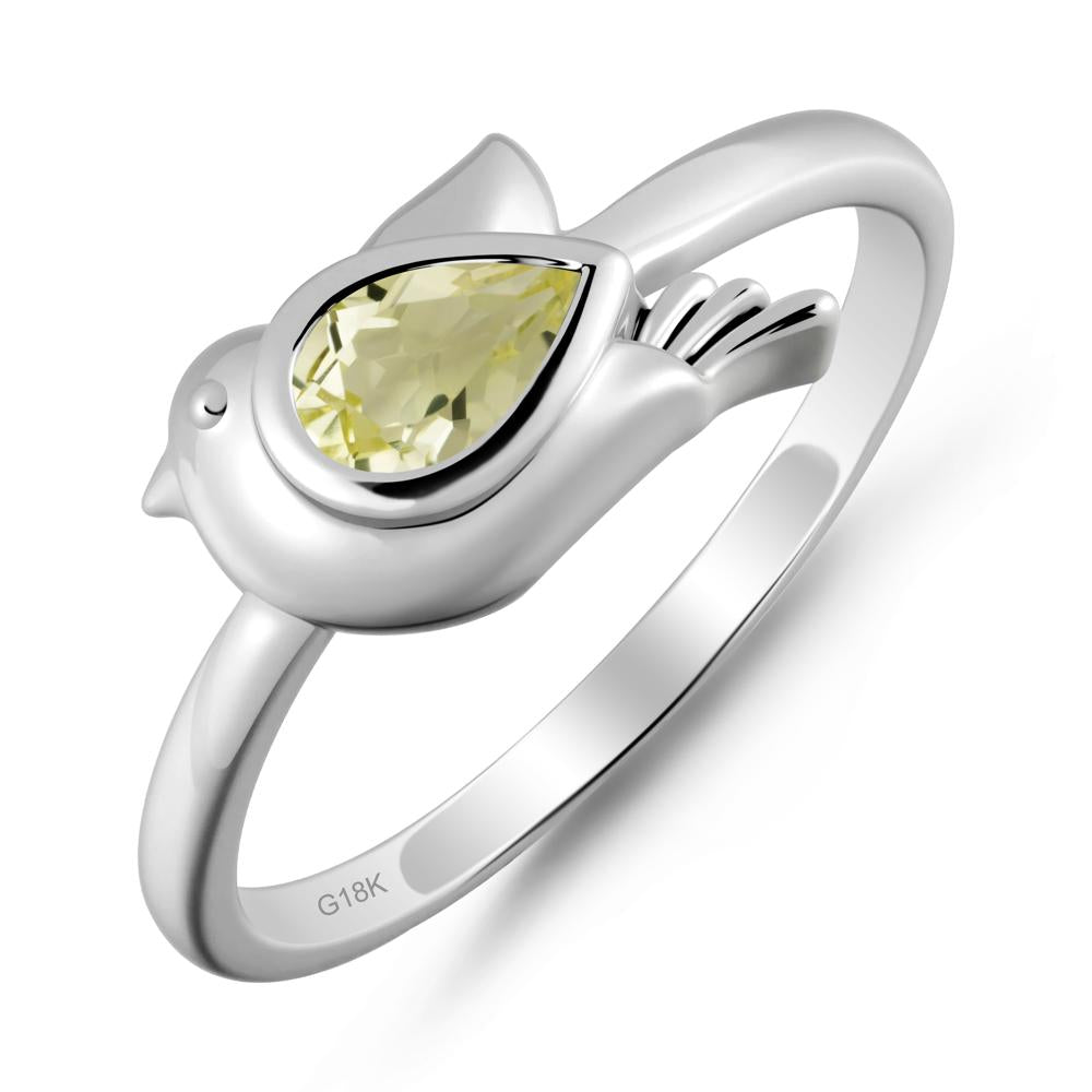 Peace Dove Lemon Quartz Ring - LUO Jewelry #metal_18k white gold