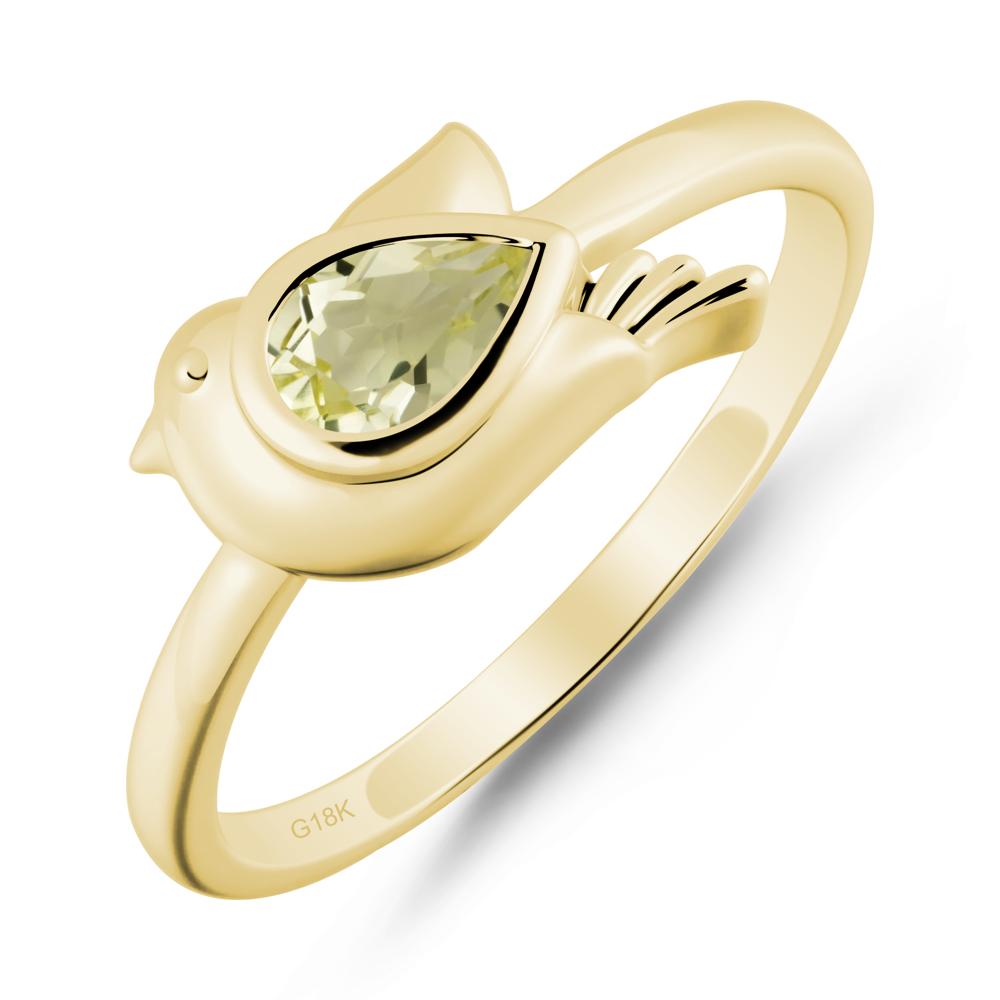 Peace Dove Lemon Quartz Ring - LUO Jewelry #metal_18k yellow gold