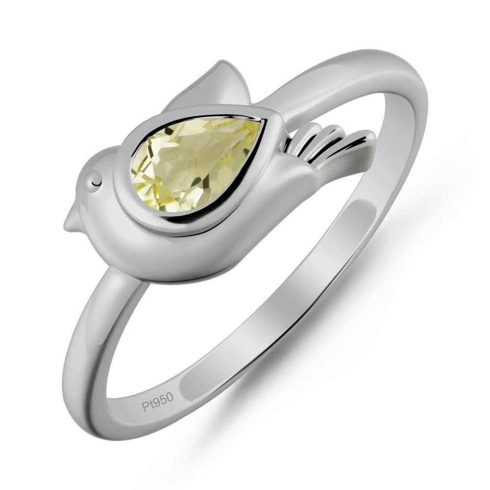 Peace Dove Lemon Quartz Ring - LUO Jewelry #metal_platinum