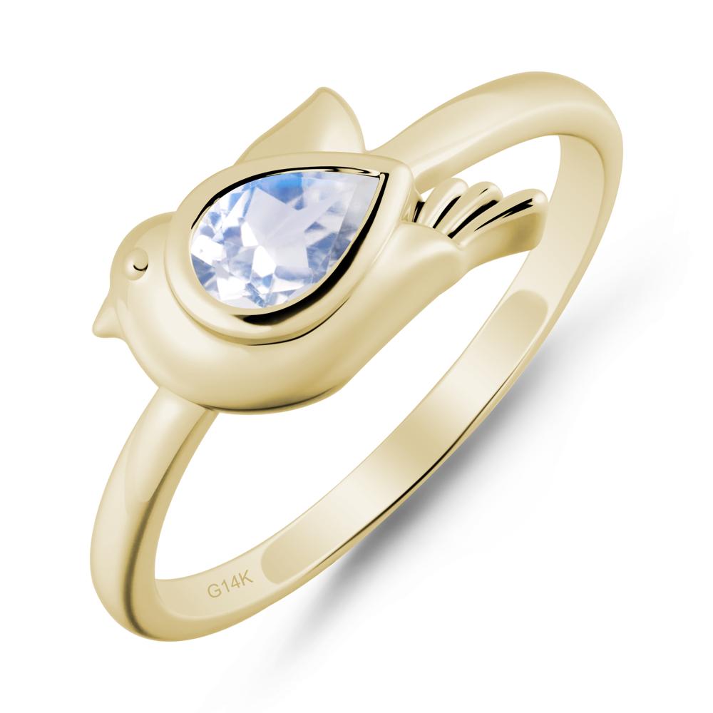 Peace Dove Moonstone Ring - LUO Jewelry #metal_14k yellow gold