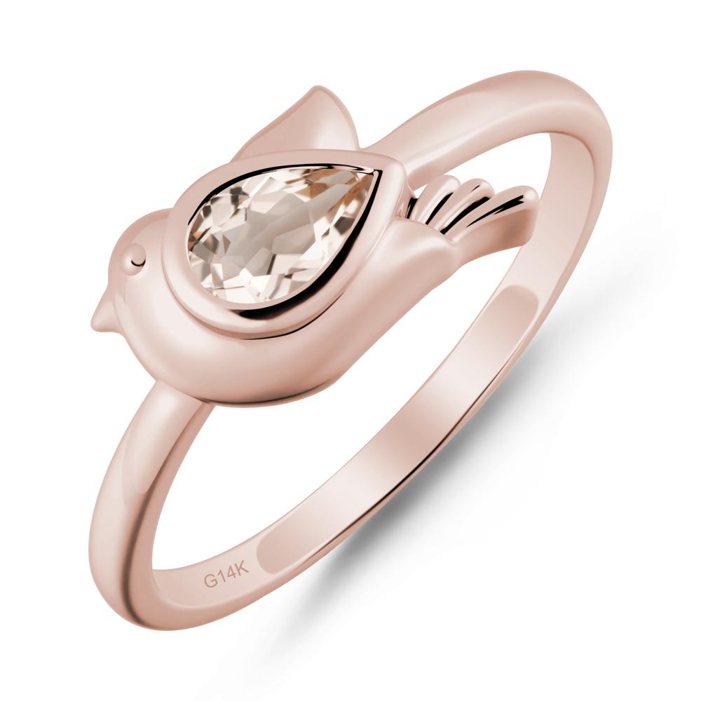 Cute Pigeon Shaped Morganite Ring - LUO Jewelry #metal_14k rose gold