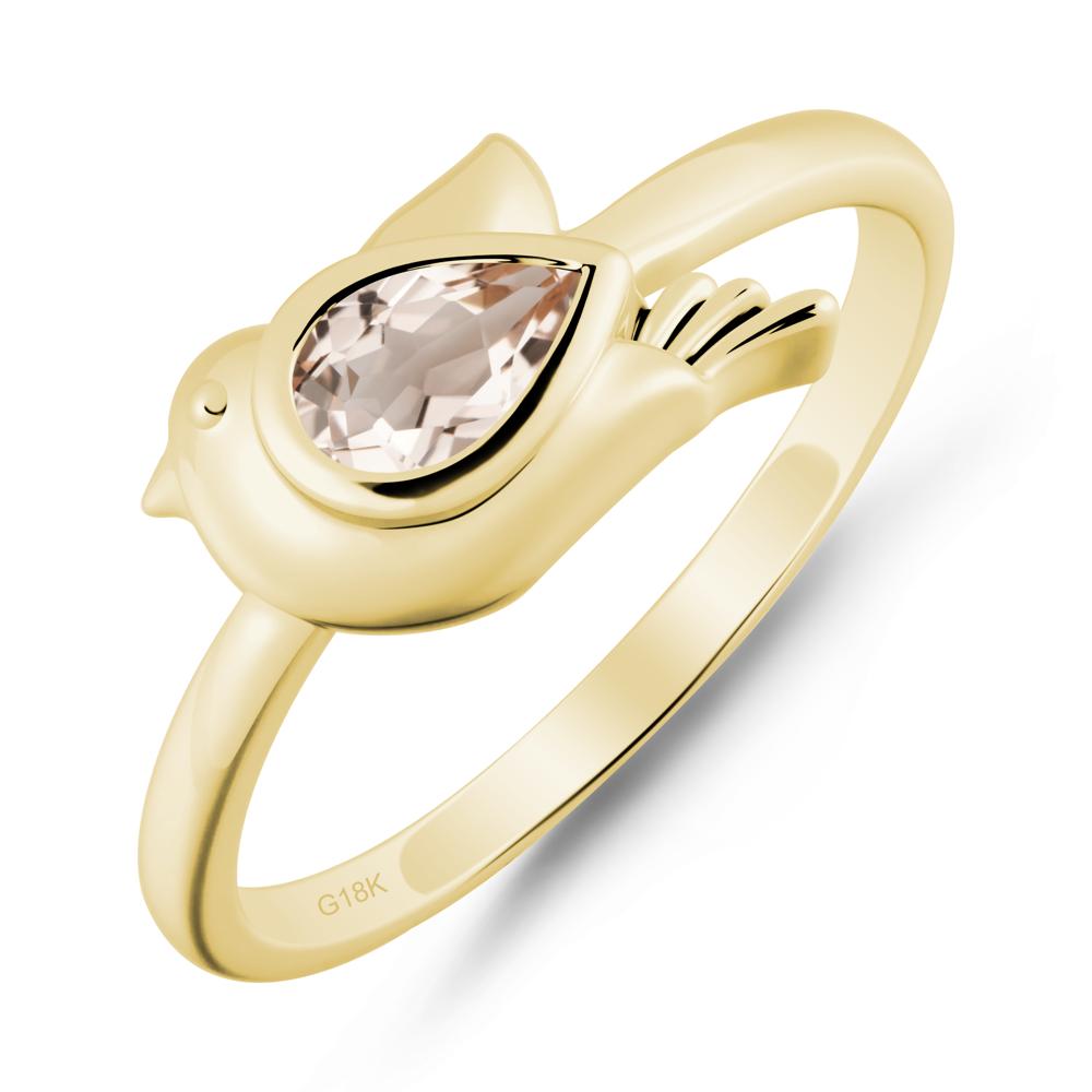 Cute Pigeon Shaped Morganite Ring - LUO Jewelry #metal_18k yellow gold