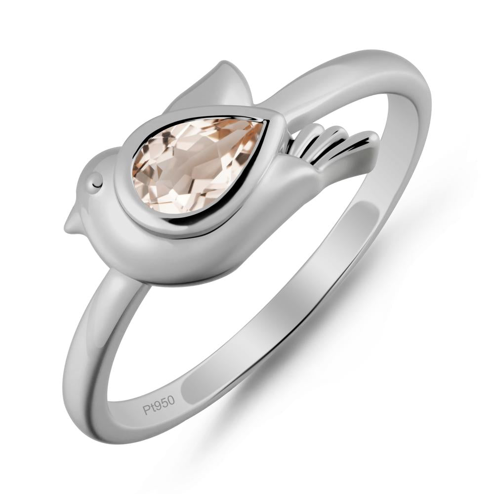 Cute Pigeon Shaped Morganite Ring - LUO Jewelry #metal_platinum