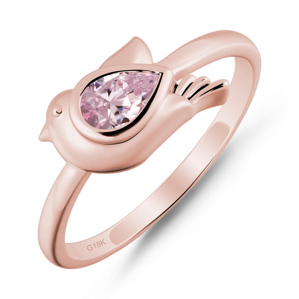 Cute Pigeon Shaped Pink Cubic Zirconia Ring - LUO Jewelry #metal_18k rose gold