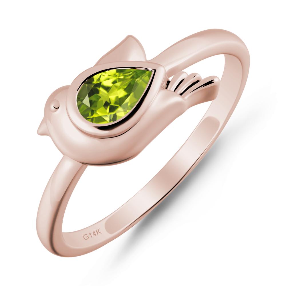 Peace Dove Peridot Ring - LUO Jewelry #metal_14k rose gold