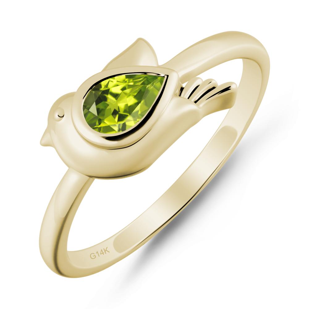 Peace Dove Peridot Ring - LUO Jewelry #metal_14k yellow gold