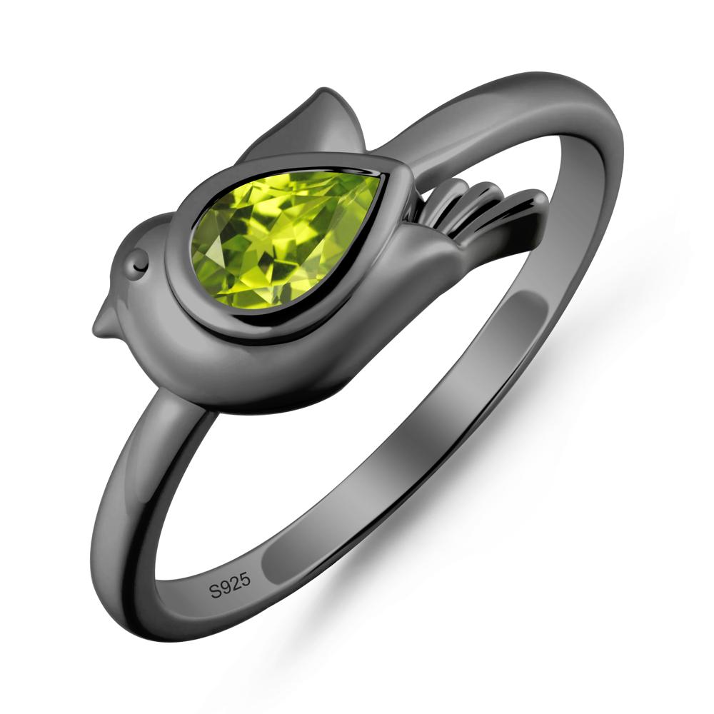 Peace Dove Peridot Ring - LUO Jewelry #metal_black finish sterling silver