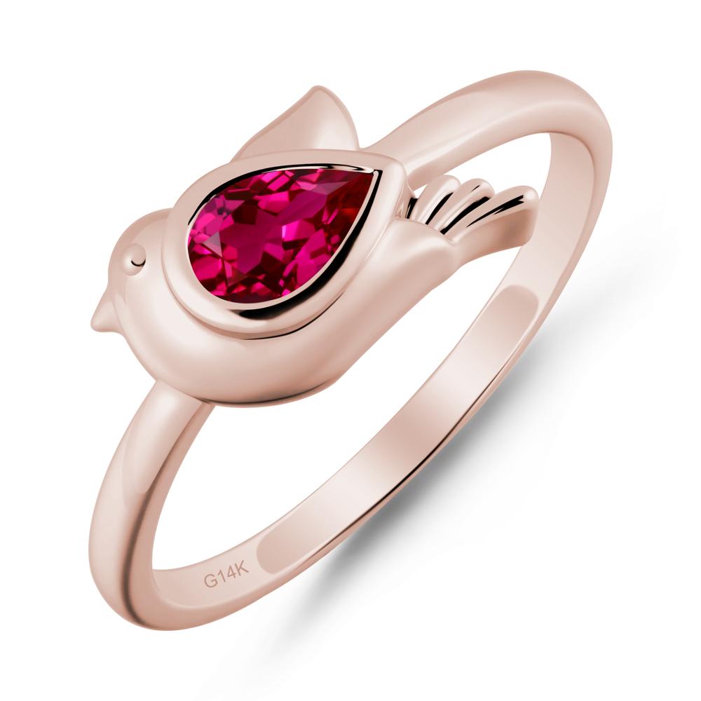 Peace Dove Ruby Ring - LUO Jewelry #metal_14k rose gold